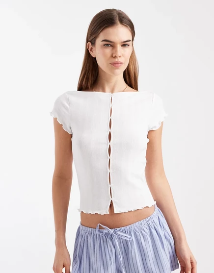 Женская футболка Cotton On с пуговицами, кокосовое молоко