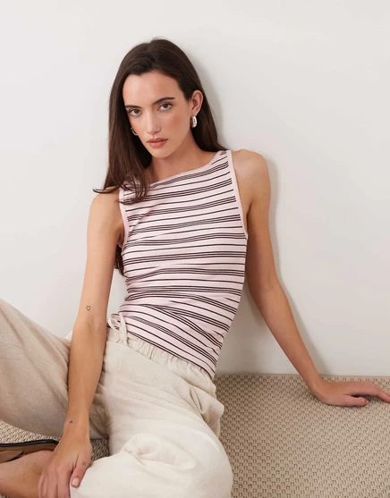 Женская майка Miss Selfridge с пикот-отделкой, в полоску