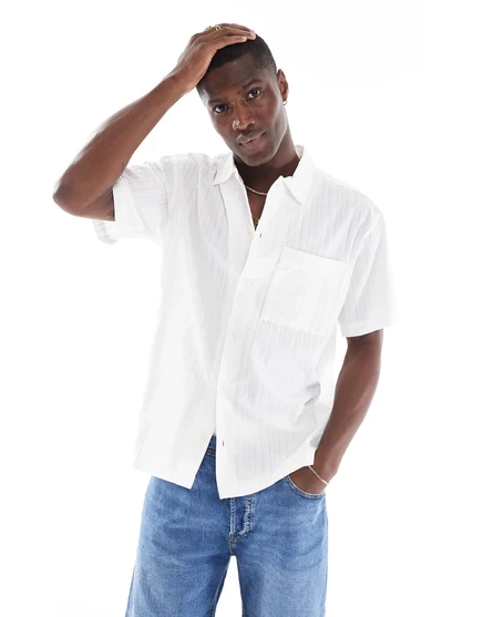 Рубашка Jack & Jones Premium seersucker белого цвета white