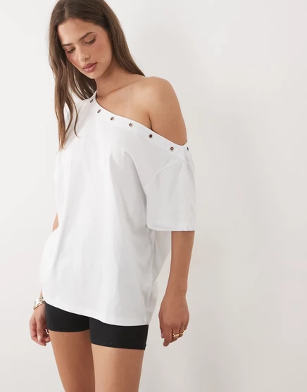 Женский топ ASOS Design с открытыми плечами и люверсами, белый