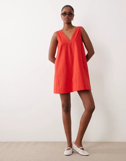 Женское мини-платье ASOS Design хлопково-льняное, маковое