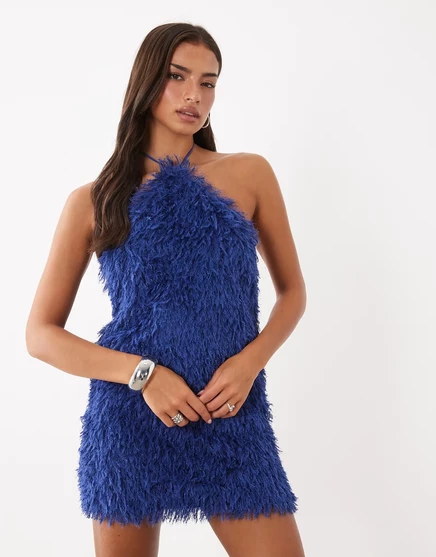 Женское мини-платье ASOS Design с бахромой, ярко-синее