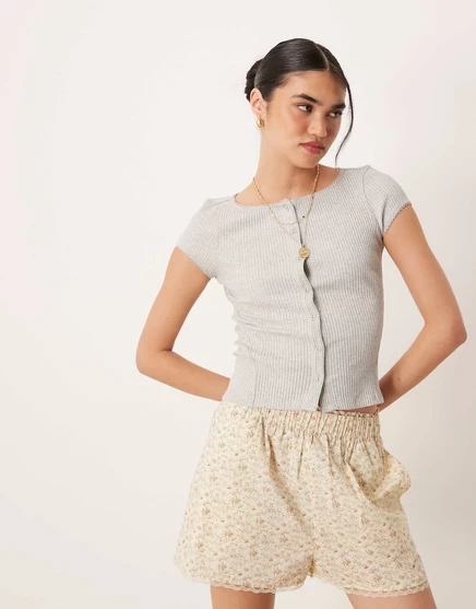 Футболка Free People most wanted на пуговицах цвета хизер грей heather gray