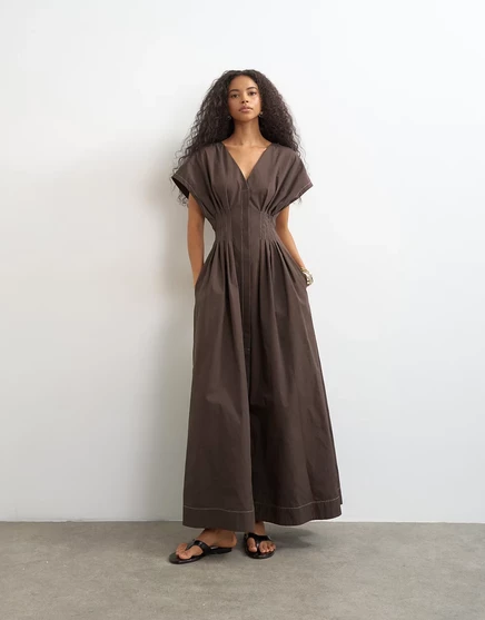 Topshop с завышенной талией и завышенной талией с защипами на плечах из шоколадного шоколада