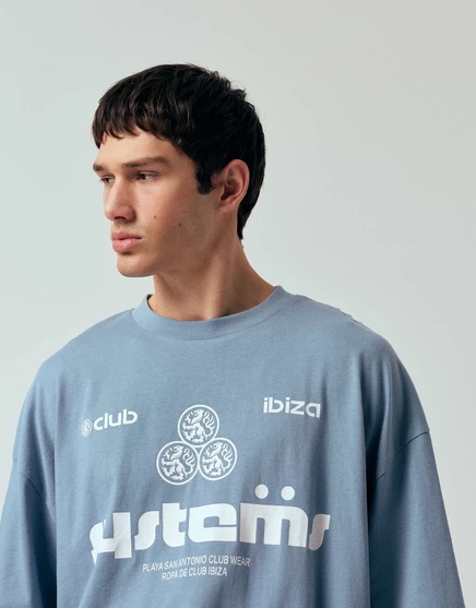 ДИЗАЙНЕРСКАЯ футболка оверсайз от ASOS с изображением футбола синего цвета mountain spring