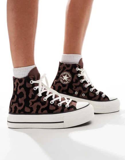 Женские кеды Converse Chuck Taylor All Star Lift платформенные, леопардовые