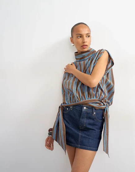 Женская джинсовая юбка TopShop Pelmet, индиго ринс