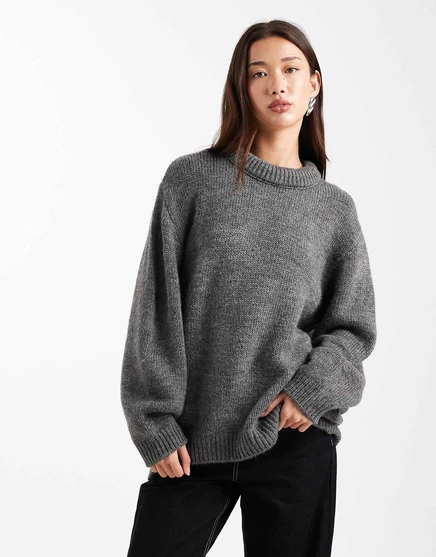 Женский свитер ASOS Design с отделкой горловины, угольный