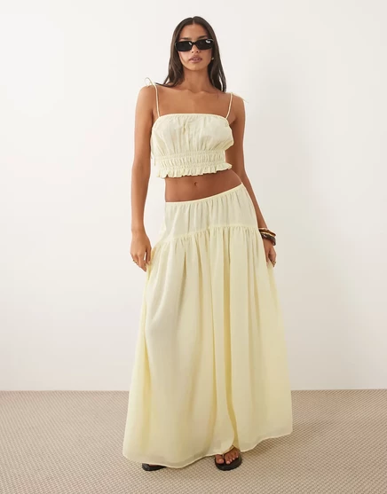 Женская макси-юбка ASOS Design с присборенной талией, кремовая