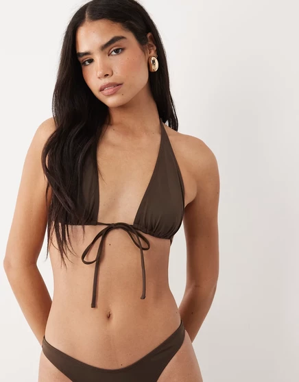 Женский топ бикини ASOS Design Maya Laguna, шоколадный