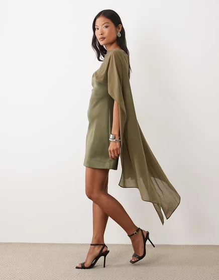 Женское мини-платье Asos Petite с кейпом, хаки