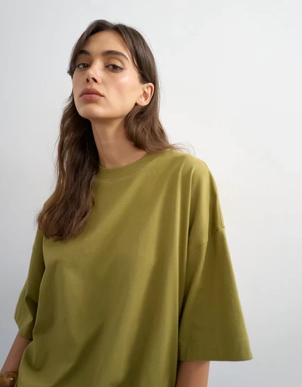 Футболка Topshop oversize с заниженными плечами зеленого цвета green
