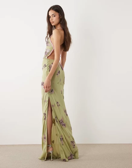 Женское макси‑платье ASOS Tall Ditsy с открытой спиной, мульти