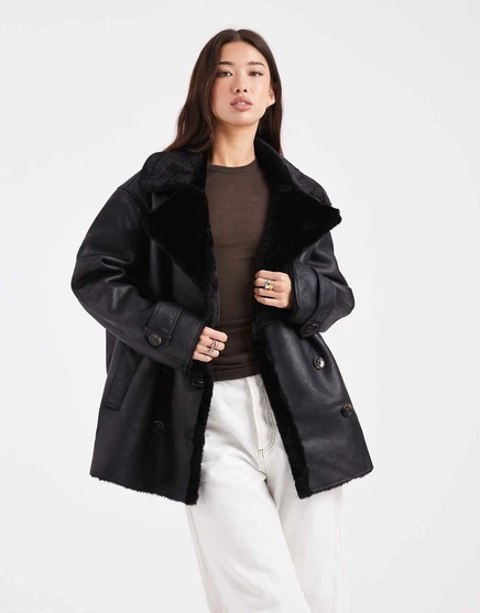 Черная куртка-пилот оверсайз ASOS DESIGN 
