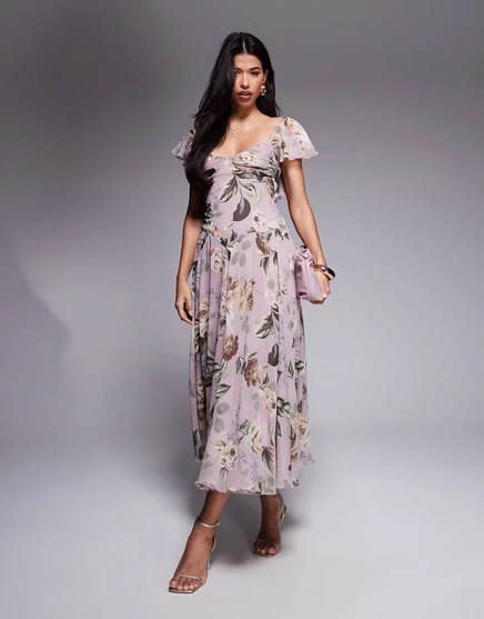 Женское миди-платье ASOS Design с заниженной талией, лиловое