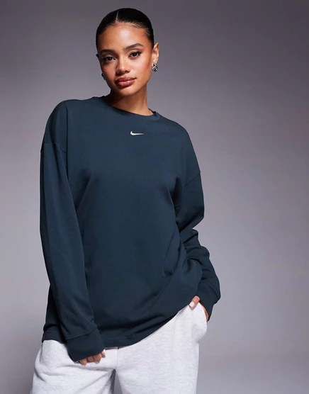 Флисовая толстовка Nike Phoenix oversize темно-зеленого цвета dark green