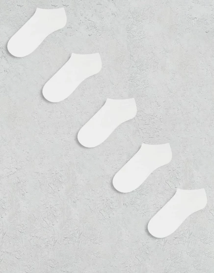 Носки-кроссовки ASOS DESIGN из 5 упаковок белого цвета white