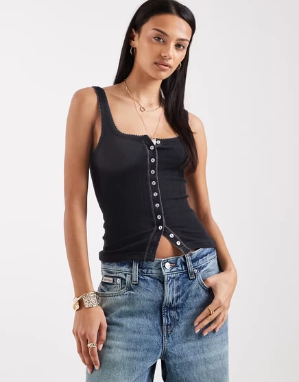 Женская майка Free People pointelle с квадратным вырезом, черная