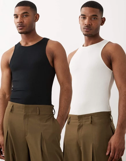 Мужские майки ASOS Design Essentials 2 шт., черная и кремовая