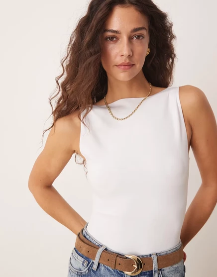 Женское боди Abercrombie & Fitch, открытая спина, белое