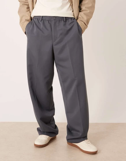Элегантные широкие спортивные брюки ASOS DESIGN темно-серого цвета dark gray