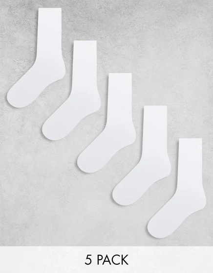 Белые теннисные носки Jack &Jones из 5 упаковок white