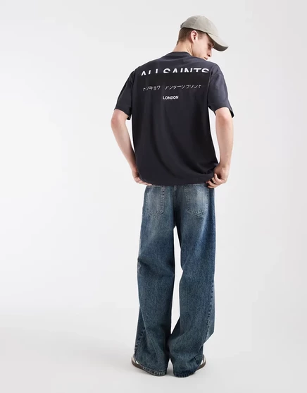 Мужская футболка AllSaints Redact с вышивкой, вымытый черный