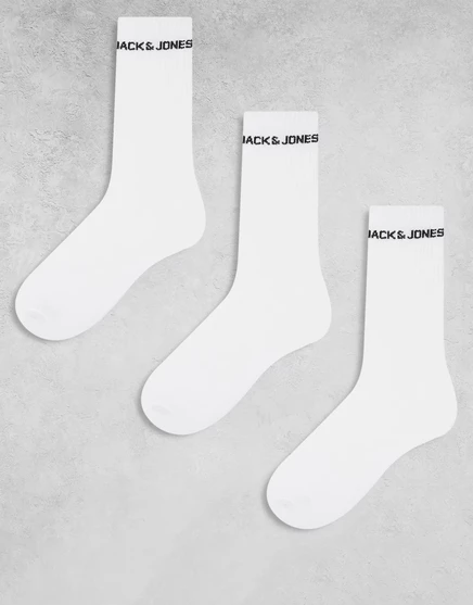 Мужские носки Jack & Jones 3 пары с логотипом, белые