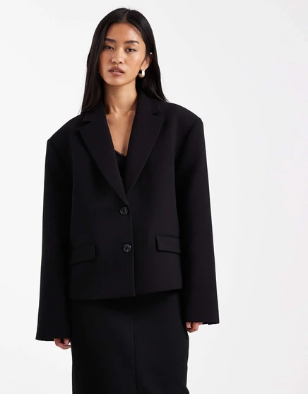 ДИЗАЙНЕРСКИЙ мужской блейзер большого размера от ASOS черного цвета - часть комплекта black