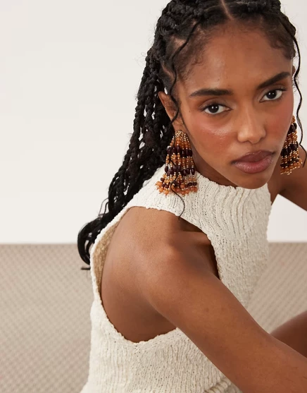 Женские серьги ASOS Design бисерные, оранжево-янтарные