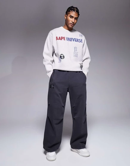 Мужские джоггеры AAPE x Erased свободного кроя, черные