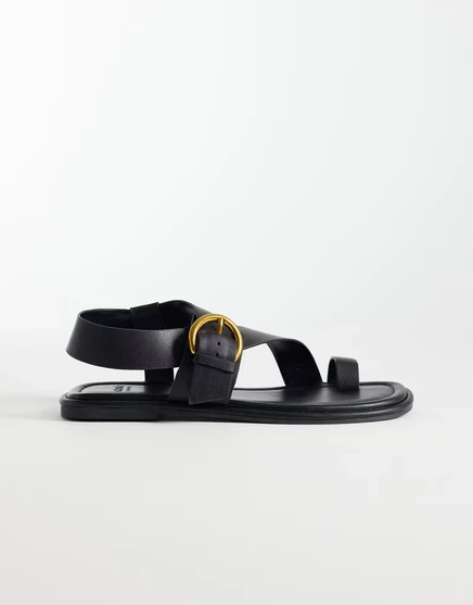 Женские сандалии Schuh Tanvi с пальцевым ремешком, черная кожа