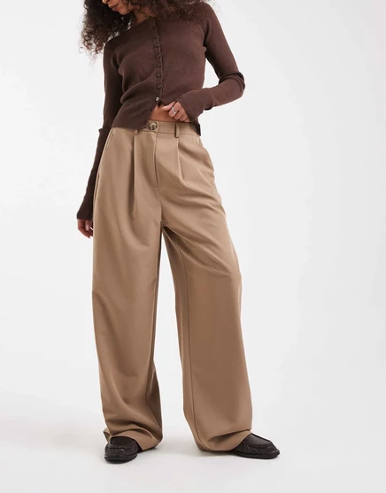 Женские широкие брюки Miss Selfridge, бежевые