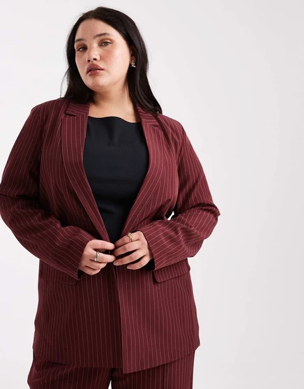 Приталенный блейзер в бордовую полоску - часть комплекта tawny port pinstripes