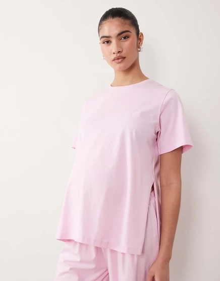 Хлопковая пижамная футболка оверсайз для беременных ASOS DESIGN mix & amp; match в карамельно-розовом цвете candy pink