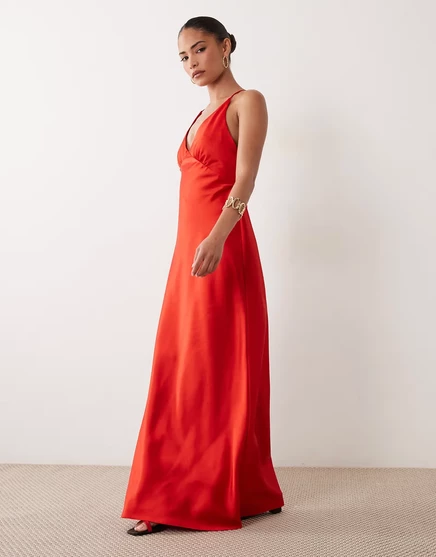 Женское платье Miss Selfridge Petite сатиновое, красное