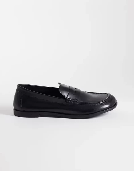 Мужские лоферы Walk London Roma Saddle кожаные, черные