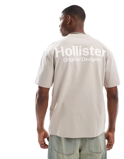 Мужская футболка Hollister коробчатого кроя, бежевая