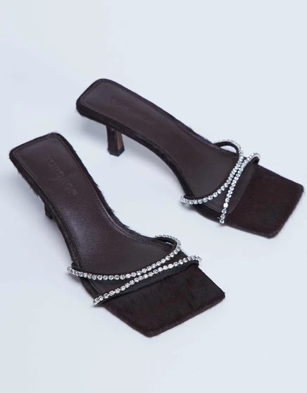 Мюли на каблуках Topshop Astrid Astrid из натуральной кожи choc chocolate pony