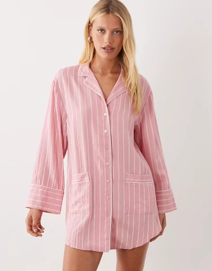 Женское пижамное мини-платье ASOS Design в розовую полоску