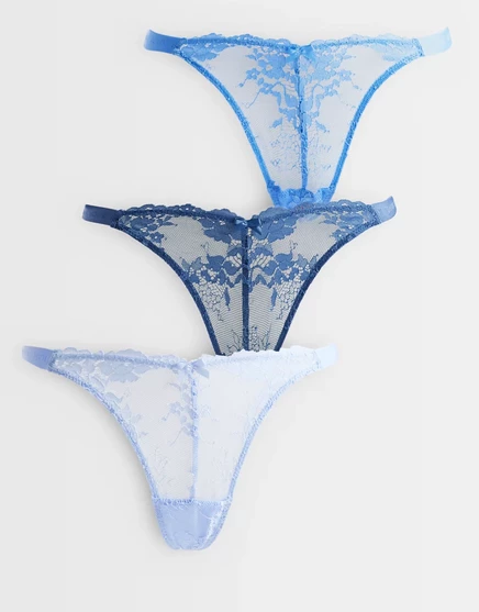Женские кружевные стринги Boux Avenue Fran 3 шт., голубой микс