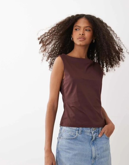 Женский топ ASOS Design из полиамида лодочка, шоколадный