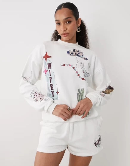 Шорты Six Stories Bridal rodeo western wifey shorts - часть комплекта белого цвета