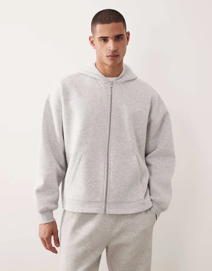 Мужское худи ASOS DESIGN экстремальный оверсайз на молнии, ледяной меланж