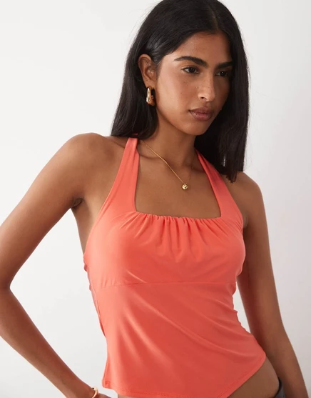 Женский топ ASOS Design с квадратным вырезом и сборкой, красный