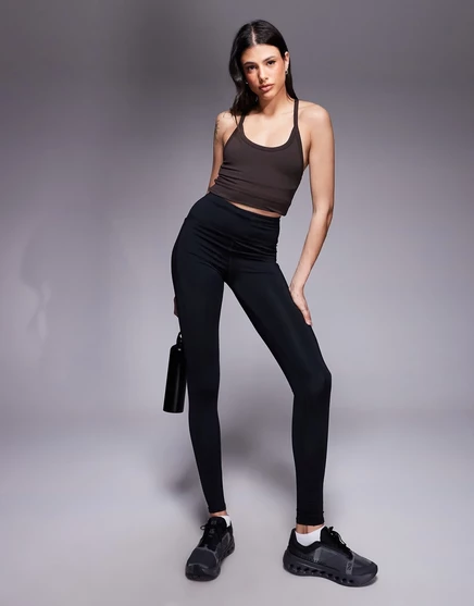 Спортивные леггинсы ASOS 4505 Tall Icon с галстуком для бега на талии и карманом для телефона черного цвета black