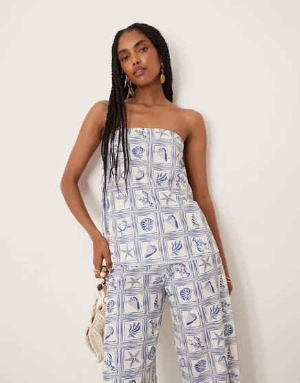 Бандо свободного кроя с принтом ракушки от ASOS DESIGN - часть комплекта white