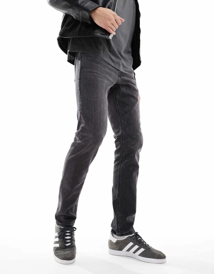 Джинсы Jack & Jones Intelligence Glenn зауженного кроя черного цвета, постиранные  black denim