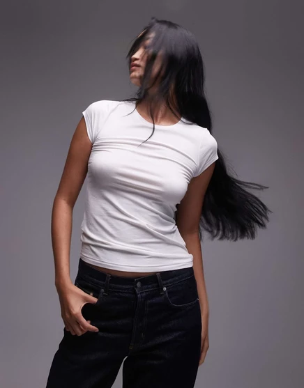 Белая футболка ARKET supersoft slim fit с коротким рукавом white