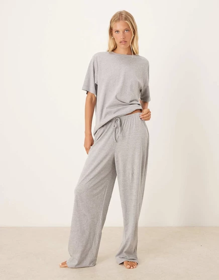 Женские пижамные брюки ASOS Design хлопковые, серый меланж